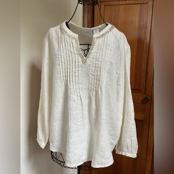 Calypso St. Barth Tops - Calypso St Barth linen Tunic, ivory, Large, New